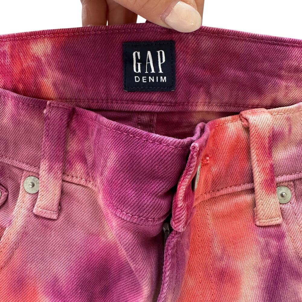 Gap Women's Cheeky Straight Pink Tie Dye High RIse Jeans. Size 8/29 Reg, NWOT - Picture 3 of 6